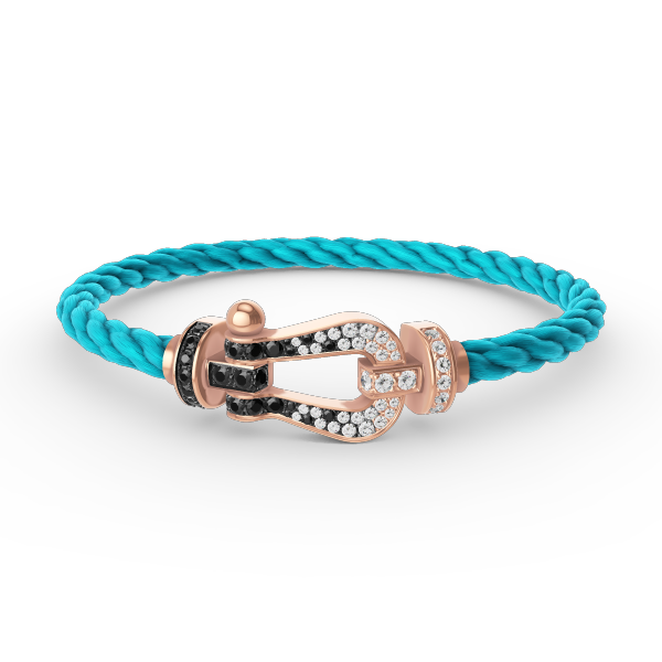 [Novalux]FORCE LARGE HORSESHOE BLACK & WHITE DIAMOND BRACELET - ROSE GOLD