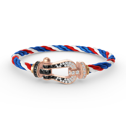 [Novalux]FORCE LARGE HORSESHOE BLACK & WHITE DIAMOND BRACELET - ROSE GOLD