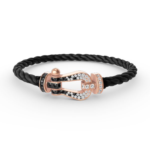[Novalux]FORCE LARGE HORSESHOE BLACK & WHITE DIAMOND BRACELET - ROSE GOLD