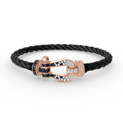 [Novalux]FORCE LARGE HORSESHOE BLACK & WHITE DIAMOND BRACELET - ROSE GOLD