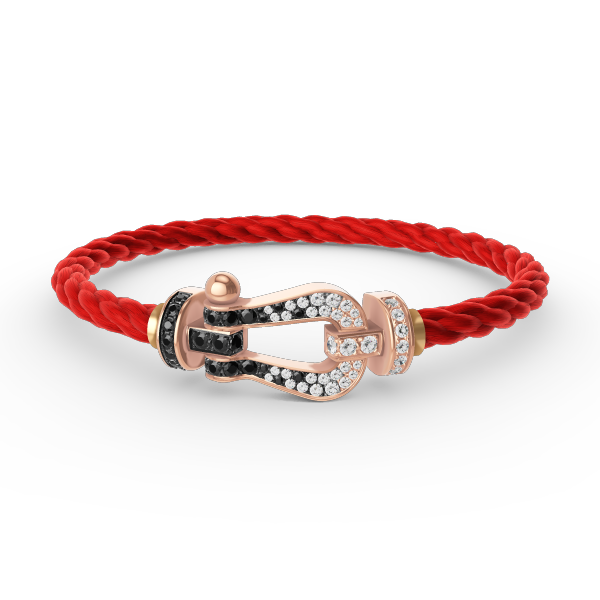 [Novalux]FORCE LARGE HORSESHOE BLACK & WHITE DIAMOND BRACELET - ROSE GOLD