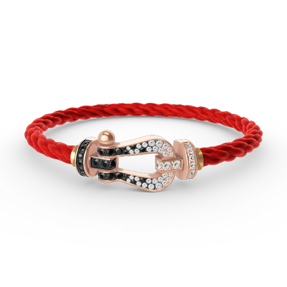 [Novalux]FORCE LARGE HORSESHOE BLACK & WHITE DIAMOND BRACELET - ROSE GOLD