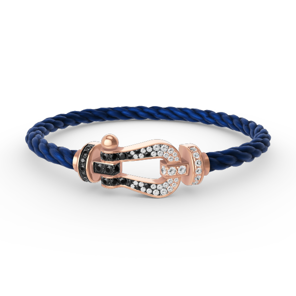 [Novalux]FORCE LARGE HORSESHOE BLACK & WHITE DIAMOND BRACELET - ROSE GOLD