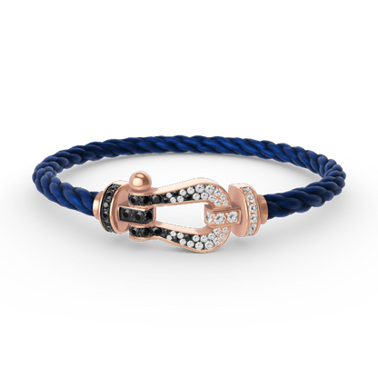 [Novalux]FORCE LARGE HORSESHOE BLACK & WHITE DIAMOND BRACELET - ROSE GOLD