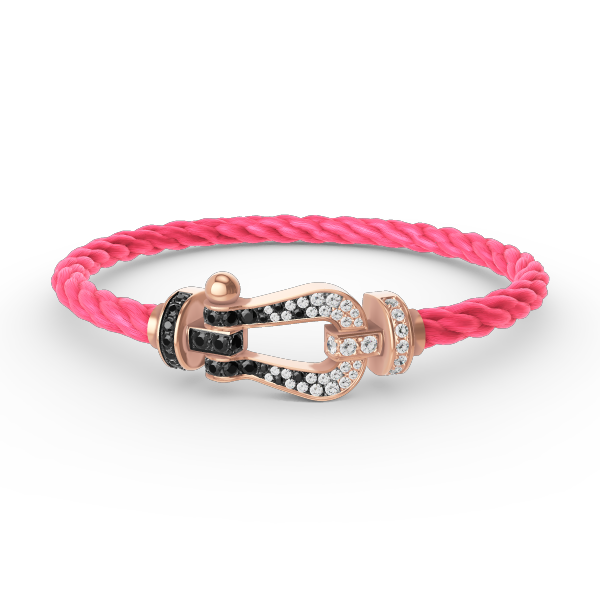 [Novalux]FORCE LARGE HORSESHOE BLACK & WHITE DIAMOND BRACELET - ROSE GOLD
