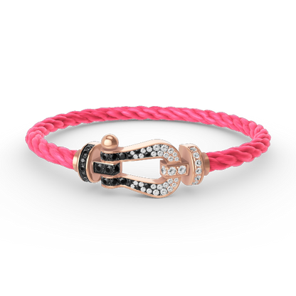 [Novalux]FORCE LARGE HORSESHOE BLACK & WHITE DIAMOND BRACELET - ROSE GOLD