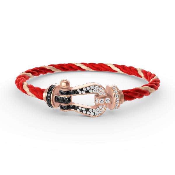 [Novalux]FORCE LARGE HORSESHOE BLACK & WHITE DIAMOND BRACELET - ROSE GOLD