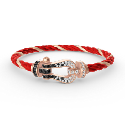 [Novalux]FORCE LARGE HORSESHOE BLACK & WHITE DIAMOND BRACELET - ROSE GOLD