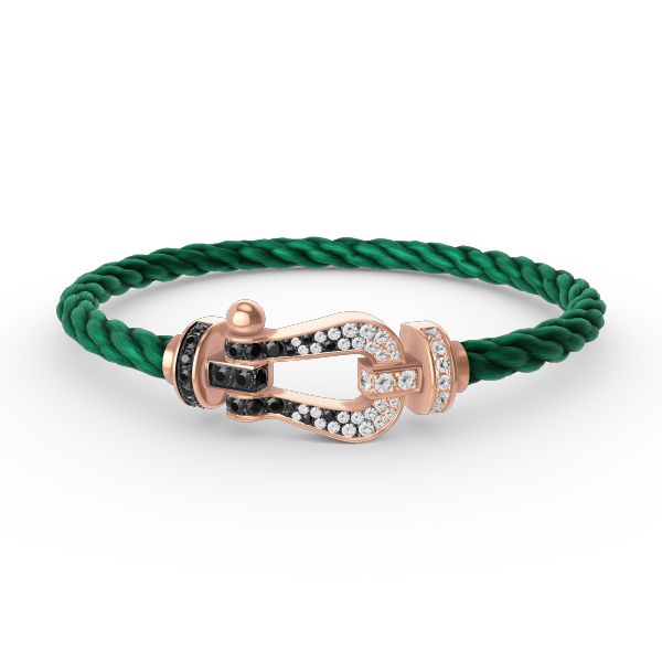 [Novalux]FORCE LARGE HORSESHOE BLACK & WHITE DIAMOND BRACELET - ROSE GOLD