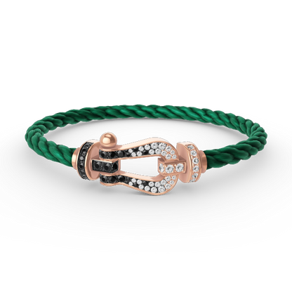 [Novalux]FORCE LARGE HORSESHOE BLACK & WHITE DIAMOND BRACELET - ROSE GOLD