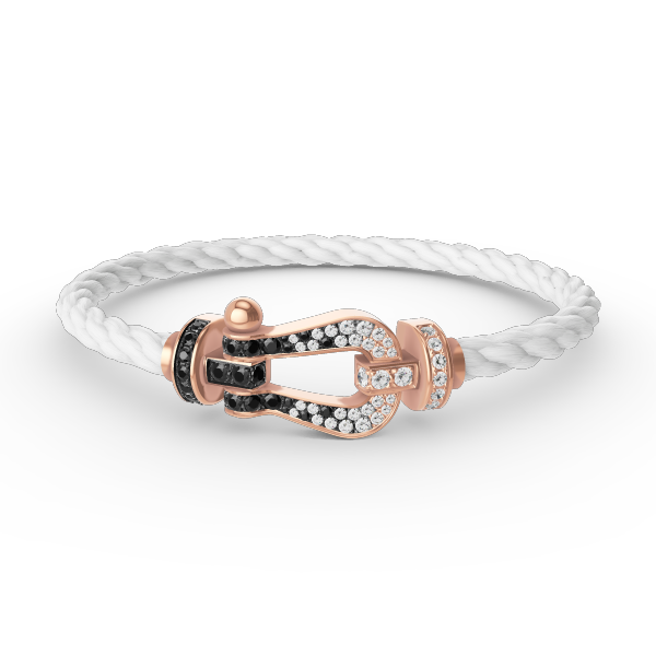 [Novalux]FORCE LARGE HORSESHOE BLACK & WHITE DIAMOND BRACELET - ROSE GOLD