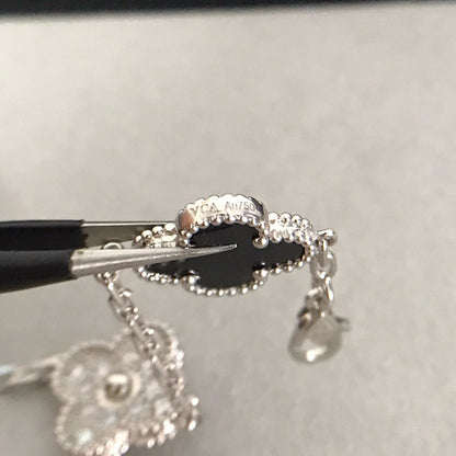 [Novalux]LUCKY CLOVER 5-MOTIF BRACELET - BLACK OXNY COLLECTION