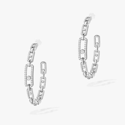 [Novalux]MOVE LINK KINETIC DIAMOND HOOP EARRINGS