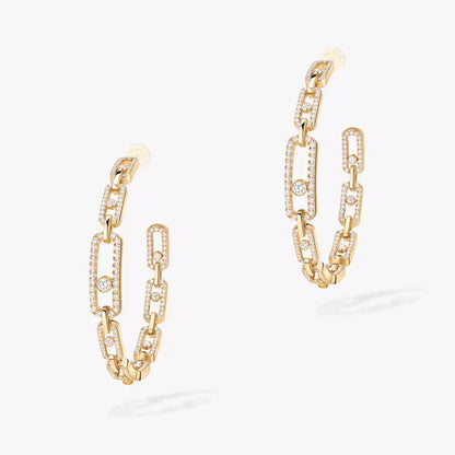[Novalux]MOVE LINK KINETIC DIAMOND HOOP EARRINGS