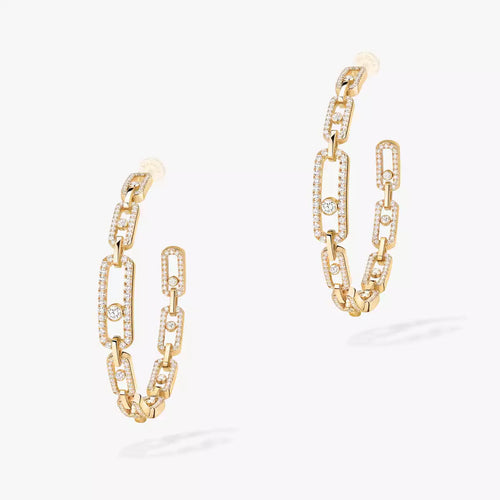 [Novalux]MOVE LINK KINETIC DIAMOND HOOP EARRINGS