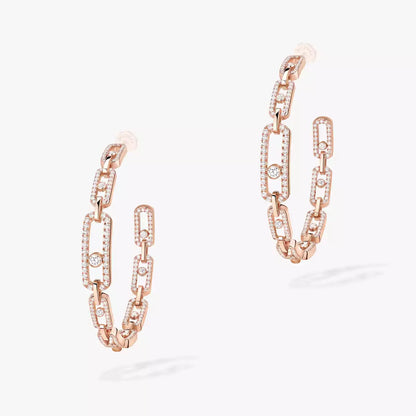 [Novalux]MOVE LINK KINETIC DIAMOND HOOP EARRINGS