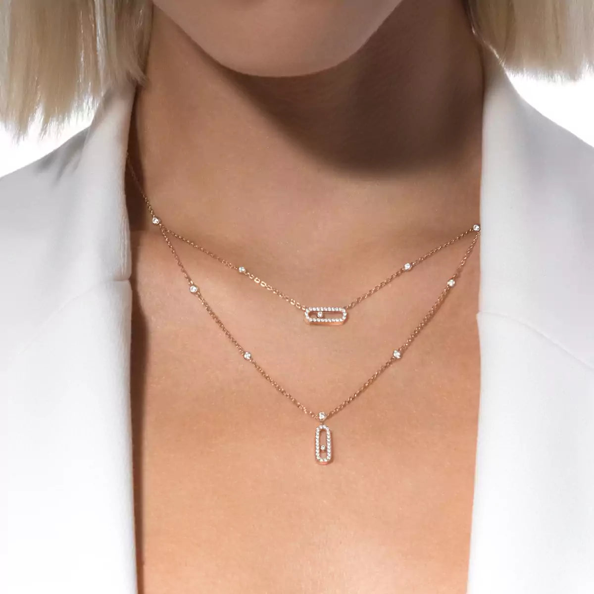 [Novalux]MOVE UNO 2-ROW PAVÉ NECKLACE
