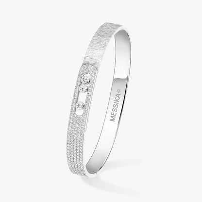 [Novalux]MOVE NOA CISELÉ HALF-PAVÉ DIAMOND BANGLE BRACELET