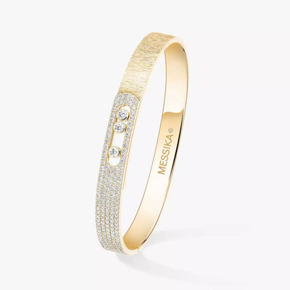 [Novalux]MOVE NOA CISELÉ HALF-PAVÉ DIAMOND BANGLE BRACELET