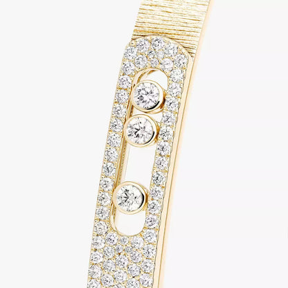 [Novalux]MOVE NOA CISELÉ HALF-PAVÉ DIAMOND BANGLE BRACELET