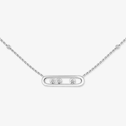 [Novalux]MOVE PAVÉ PENDANT 4 MOVING DIAMONDS NECKLACE