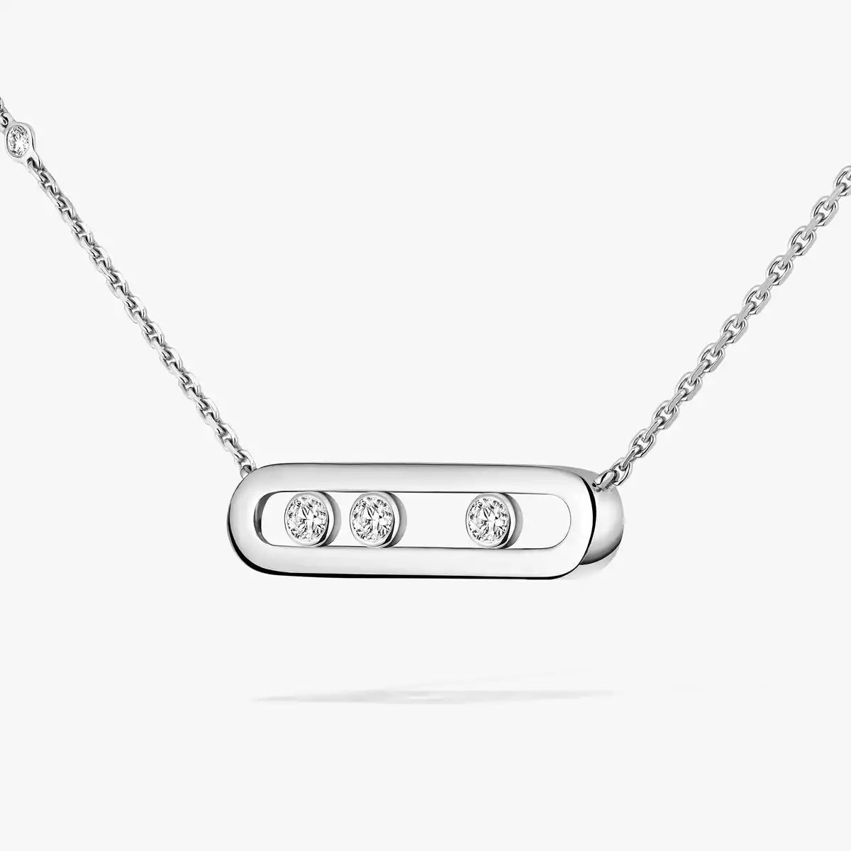 [Novalux]MOVE PAVÉ PENDANT 4 MOVING DIAMONDS NECKLACE