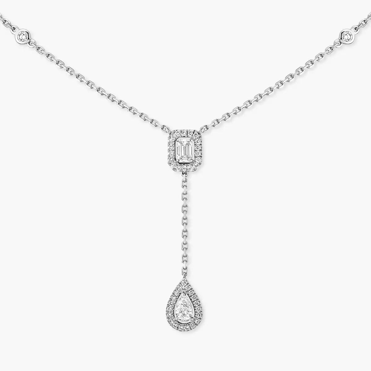 [Novalux]SUGAR CUBE & TEARDROP FULL PAVÉ NECKLACE