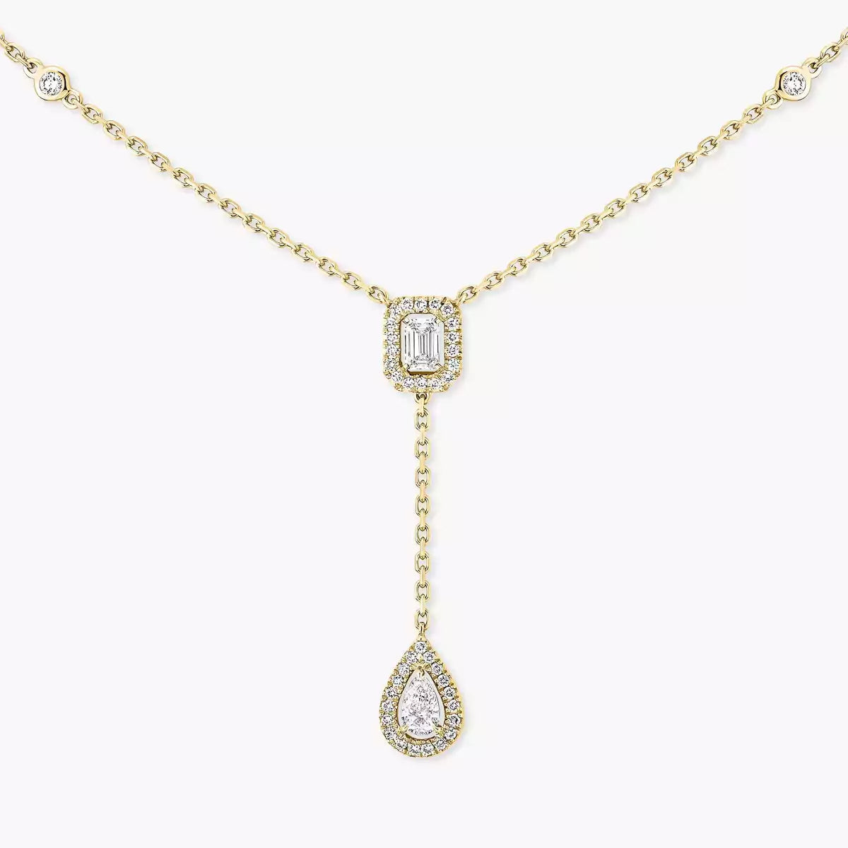 [Novalux]SUGAR CUBE & TEARDROP FULL PAVÉ NECKLACE