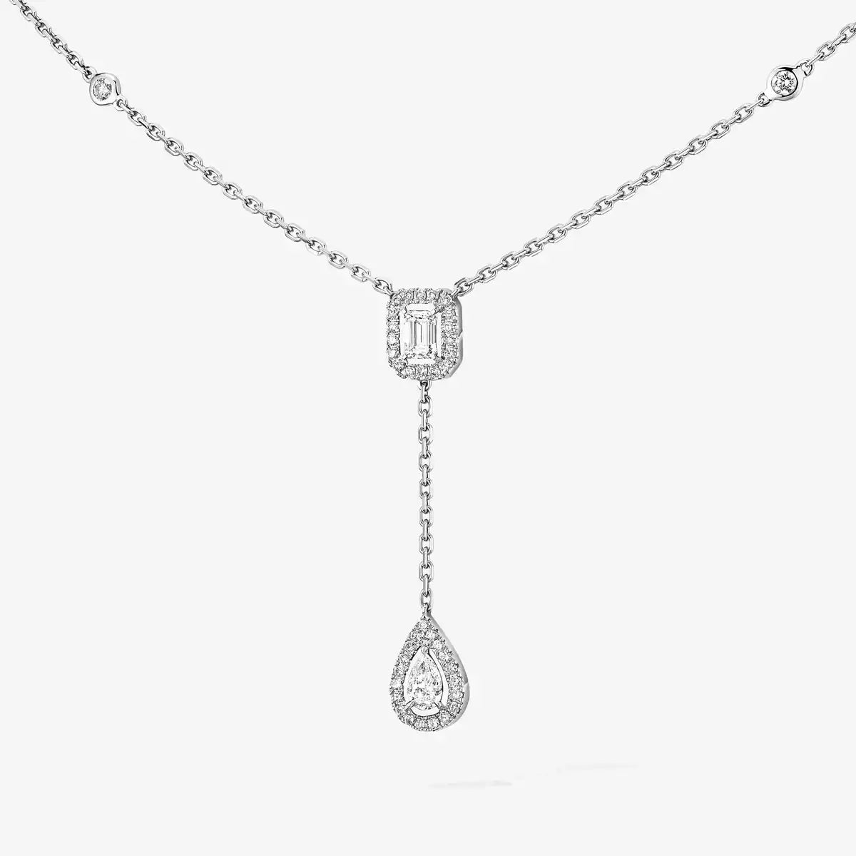 [Novalux]SUGAR CUBE & TEARDROP FULL PAVÉ NECKLACE