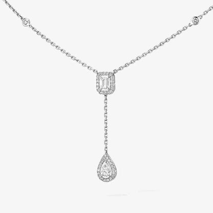 [Novalux]SUGAR CUBE & TEARDROP FULL PAVÉ NECKLACE