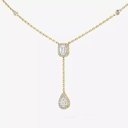 [Novalux]SUGAR CUBE & TEARDROP FULL PAVÉ NECKLACE
