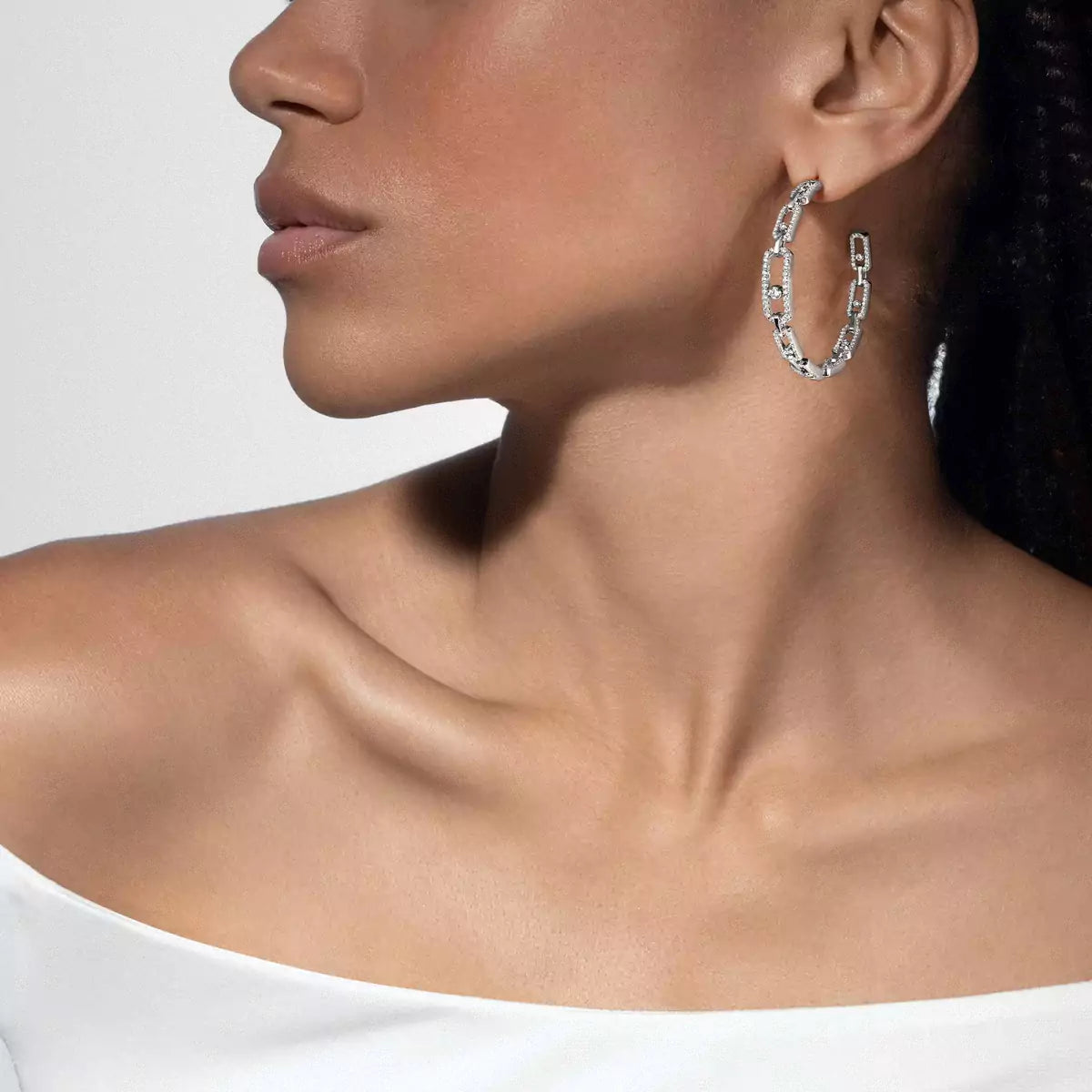 [Novalux]MOVE LINK KINETIC DIAMOND HOOP EARRINGS
