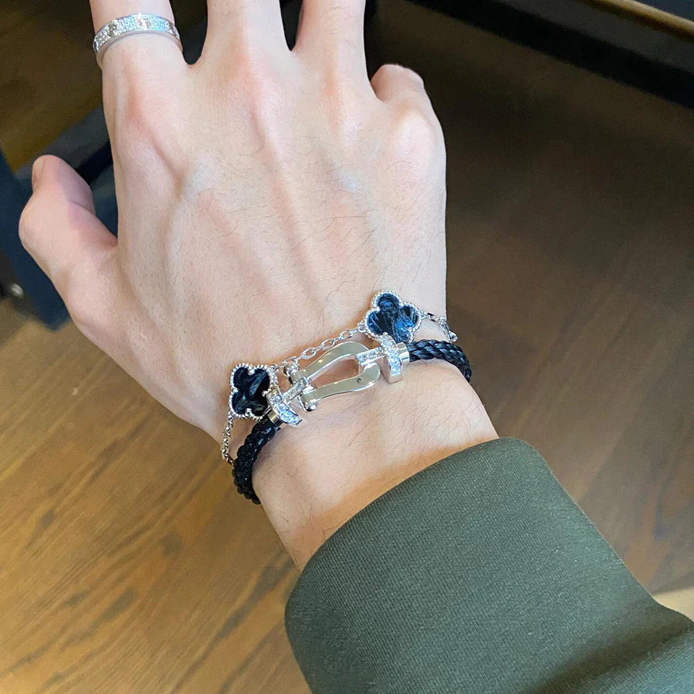[Novalux]LUCKY CLOVER 5-MOTIF BRACELET - PIETERSITE COLLECTION