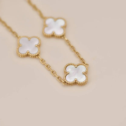 [Novalux]LUCKY CLOVER 5-MOTIF BRACELET - WHITE MOTHER-OF-PEARL COLLECTION