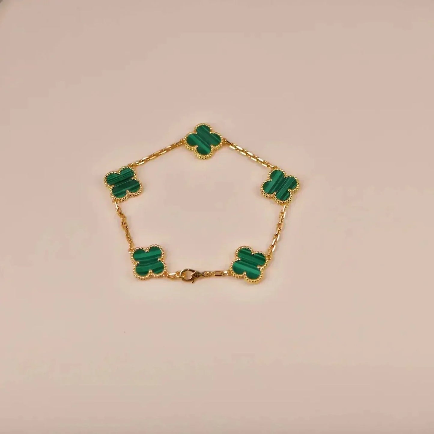 [Novalux]LUCKY CLOVER 5-MOTIF BRACELET - MALACHITE COLLECTION