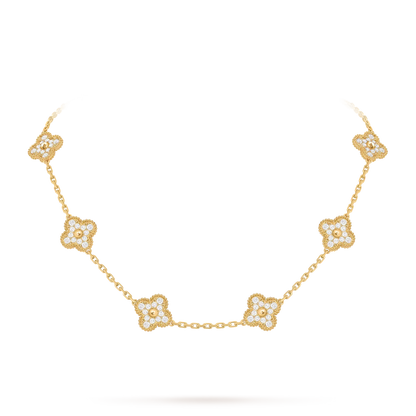[Novalux]CLASSIC LUCKY 10-MOTIF CLOVER NECKLACE GOLD COLLECTION