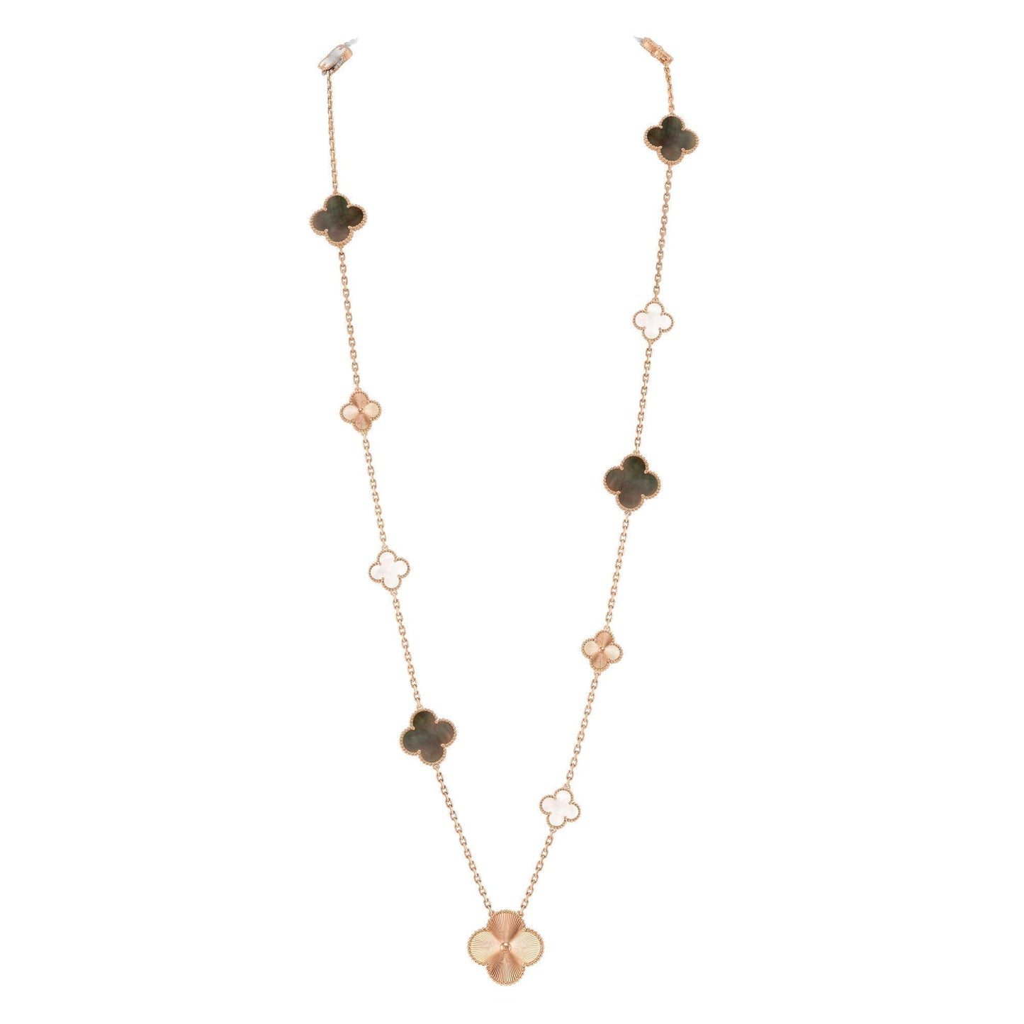 [Novalux]DETACHABLE 15-MOTIF CLOVER STATEMENT SET - GREY MOTHER-OF-PEARL & LASER