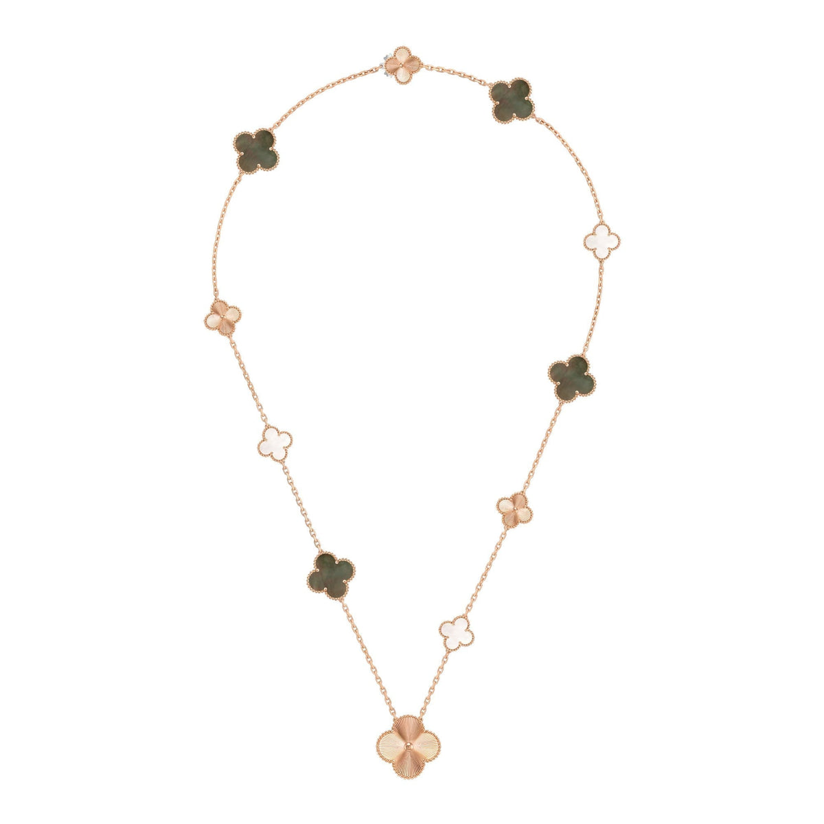 [Novalux]DETACHABLE 15-MOTIF CLOVER STATEMENT SET - GREY MOTHER-OF-PEARL & LASER