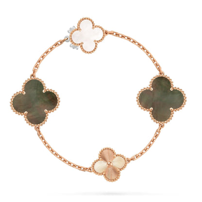 [Novalux]DETACHABLE 15-MOTIF CLOVER STATEMENT SET - GREY MOTHER-OF-PEARL & LASER
