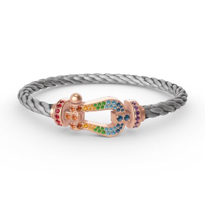 [Novalux]FORCE LARGE HORSESHOE COLORED DIAMOND BRACELET - ROSE GOLD