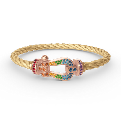 [Novalux]FORCE LARGE HORSESHOE COLORED DIAMOND BRACELET - ROSE GOLD