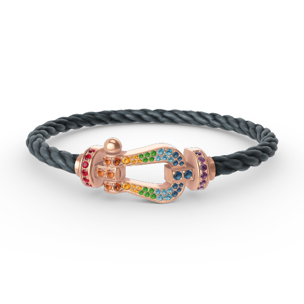[Novalux]FORCE LARGE HORSESHOE COLORED DIAMOND BRACELET - ROSE GOLD