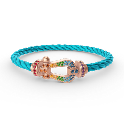 [Novalux]FORCE LARGE HORSESHOE COLORED DIAMOND BRACELET - ROSE GOLD
