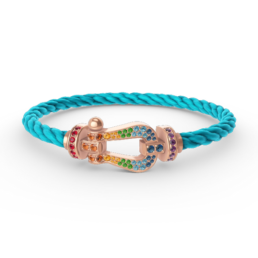 [Novalux]FORCE LARGE HORSESHOE COLORED DIAMOND BRACELET - ROSE GOLD