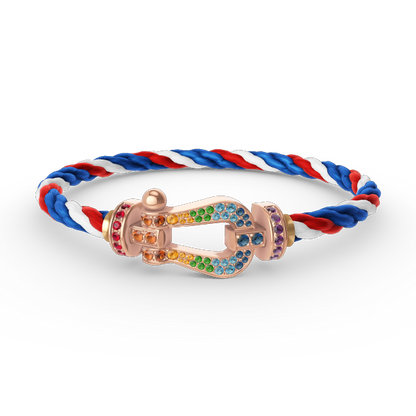 [Novalux]FORCE LARGE HORSESHOE COLORED DIAMOND BRACELET - ROSE GOLD
