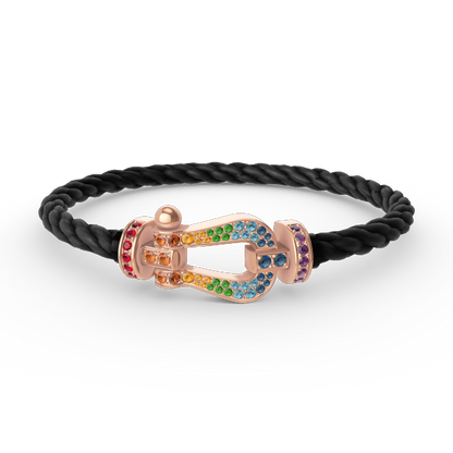 [Novalux]FORCE LARGE HORSESHOE COLORED DIAMOND BRACELET - ROSE GOLD