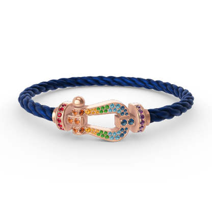 [Novalux]FORCE LARGE HORSESHOE COLORED DIAMOND BRACELET - ROSE GOLD