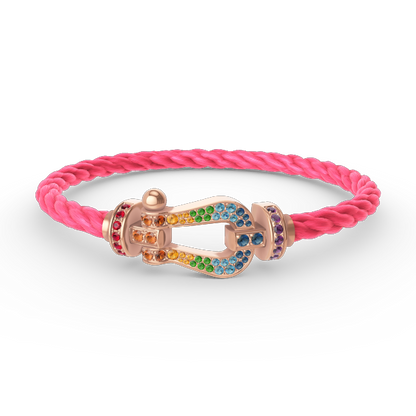 [Novalux]FORCE LARGE HORSESHOE COLORED DIAMOND BRACELET - ROSE GOLD
