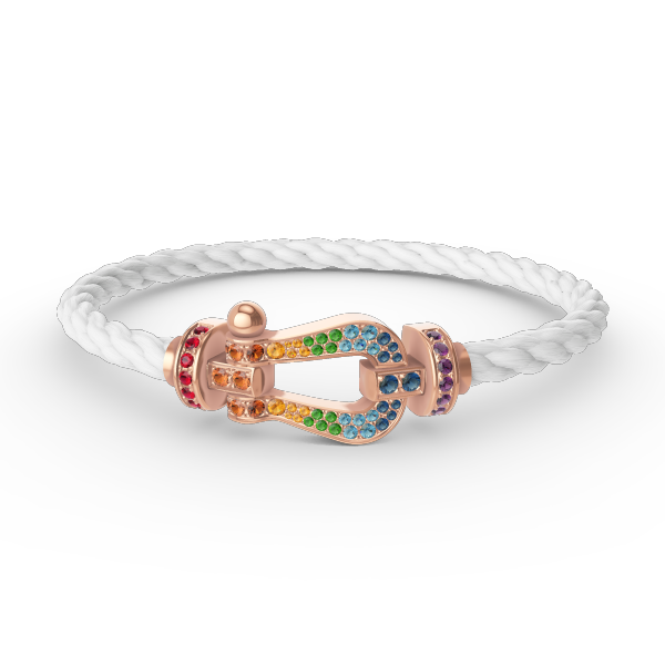 [Novalux]FORCE LARGE HORSESHOE COLORED DIAMOND BRACELET - ROSE GOLD