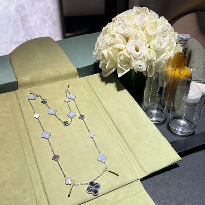 [Novalux]DETACHABLE 15-MOTIF CLOVER STATEMENT SET - PURPLE CHALCEDONY & LASER